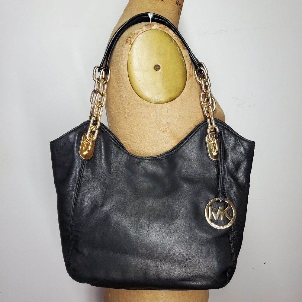 🛑SOLD🛑 Michael Kors 12x9x4" Shoulder Bag Black Soft Leather Double Handle - Picture 1 of 8